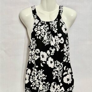 White House Black Market Black & White Floral Racerback Camisole